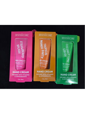 The Spathecary Hand Cream Trio Strawberry Splash Coconut Lime Tropical Mango